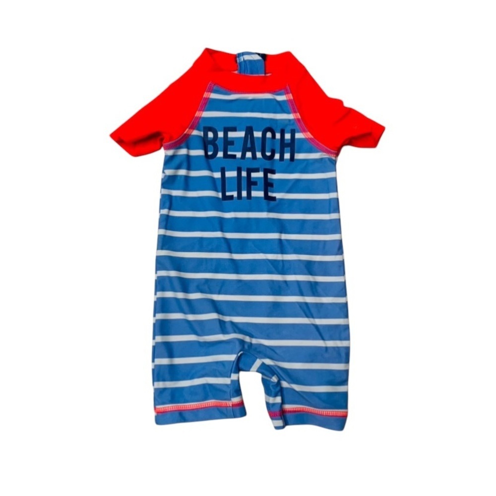 Kids Swimwear Beach Life Striped Romper - Blue and Red‎